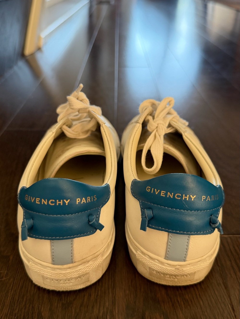 Givenchy White Sneakers with Blue Heel Patch